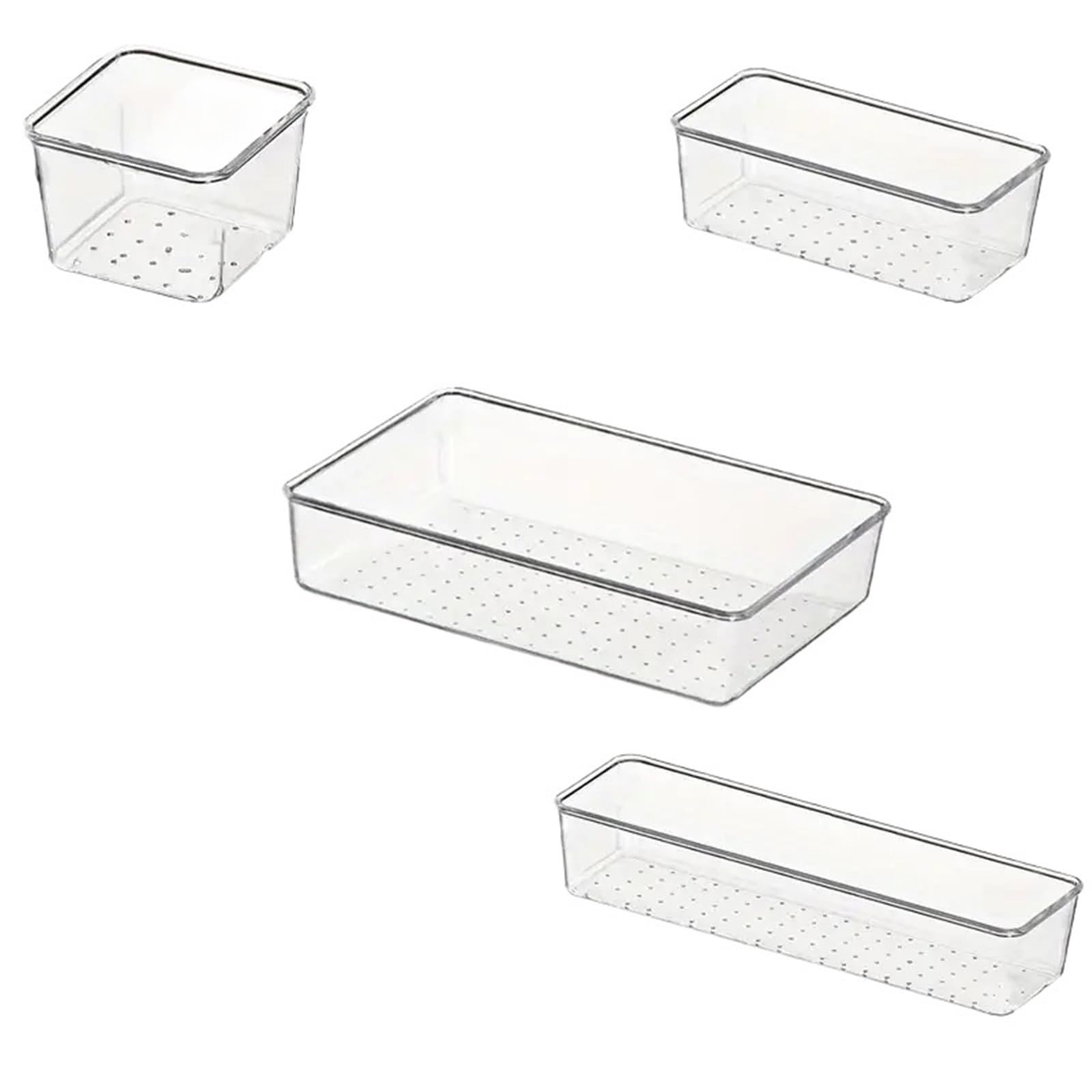 Cajas Organizadoras Cajones 25 PCS Drawer Organiser Set Clear Plastic Desk Organizer Dividers Trays Dresser Storage Bins Separation Box for Makeup(Transparent-8Pcs)