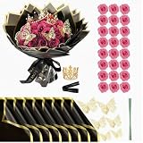 HORREX 24 Pièces Bouquet de Rose Artificielle, Bouquet de Fleurs Couronne, Fleurs Artificielles pour la Saint-Valentin, Mariages, Fiançailles, Anniversaires, Fête des Mères, Noël, Décoration (Rose)