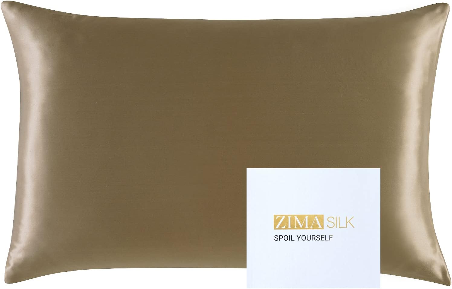 25 Momme 100% Mulberry Silk Pillowcase for Hair and Skin,Both Sides Natural Silk,Hidden Zipper Closure,1 Pc Gift Box (Taupe, King 20''x36'')