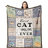 Yesbird Regalos de gato para mujeres, regalos para mamá de gatos, regalos para amantes de los gatos, regalos temáticos de gatos para mujeres, manta de regalo de gato loco, 150 x 130 cm