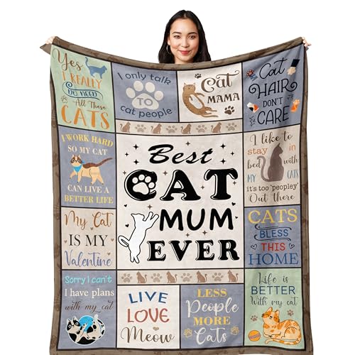 Yesbird Cat Gifts for Women, Cat Mum Gifts, Gifts for Cat Lovers, Cat Themed Gifts for Women, Crazy Cat Lady Gifts Blanket 150X130CM