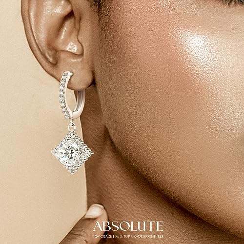 ABSOLUTE 2 Carat Moissanite Hoop Earrings for Women, 2Ct Moissanite Dangle Earrings Jewelry Gifts with Certificate S925 Sterling Silver Mother's Day Earrings for Mom Mother Daughter — view 5