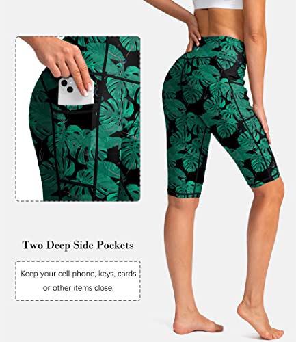 Image of SANTINY Women's High Waisted Swim Shorts with Pockets UPF50+ Long Board Swimming Shorts for Women with Liner