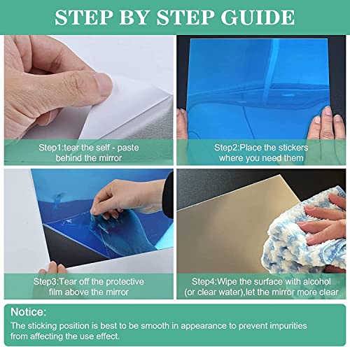 8" X 6" Self Adhesive Acrylic Mirror Sheet, 6 Pack Flexible Shatterproof Non Glass Body Mirror Tiles Large Self Adhesive Mirror Stickers For Bathroom Bedroom Home Baby Playroom Gym Wall Decor 0.2Mm #TOP1