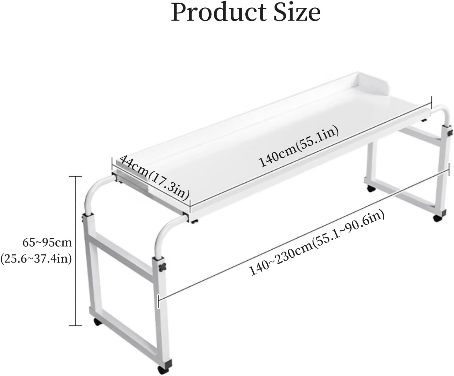 Mobile Overbed Table with Wheels for Bed and Computer Use