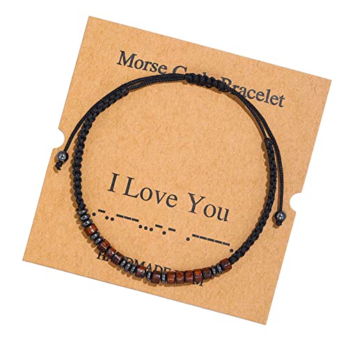 Morse Code Armband, Freundschaft Armband, Freundschaftsbänder, Paar Familie Armband, Verstellbar Schmuck Geschenk für Damen und Mädchen, Geschenke für Frauen, Ich Liebe Dich Cover