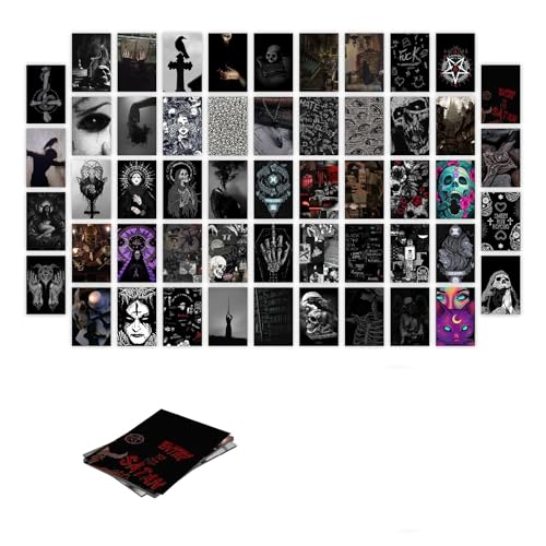 Image of SG Aesthetic 54PCS Gothic Wall Collage Kit - 4 x 6 Inches Posters - Witchy, Dark Academia Room Decor - Wall Art For Bedroom, Office, Living room, Dorm room