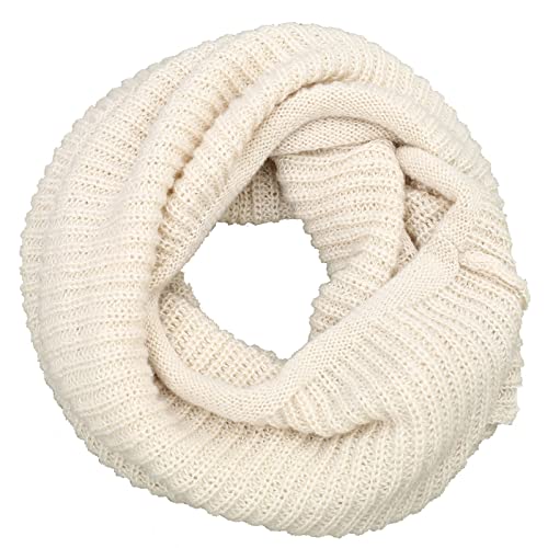 Dimore Women Winter Knit Infinity Scarf Circle Loop Set Thick Neck Warmer (Beige)