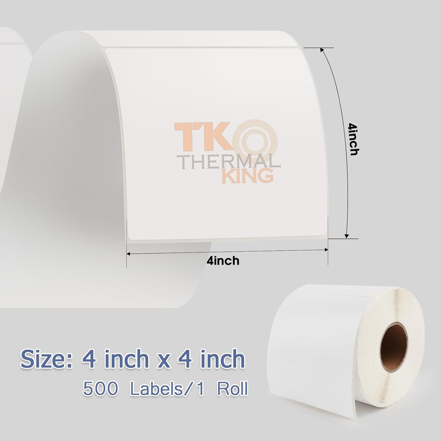 4x4 White Perforated Strong Permanent Adhesive Water Resistant Shipping Labels (500 Labels/Roll)