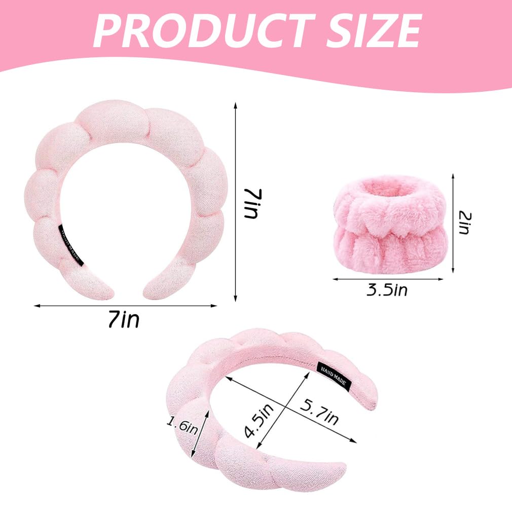 Spa Headband for Washing Face Wristband Set Sponge Soft Terry Cloth Makeup Skincare Non Slip Headband for Women - Image 3