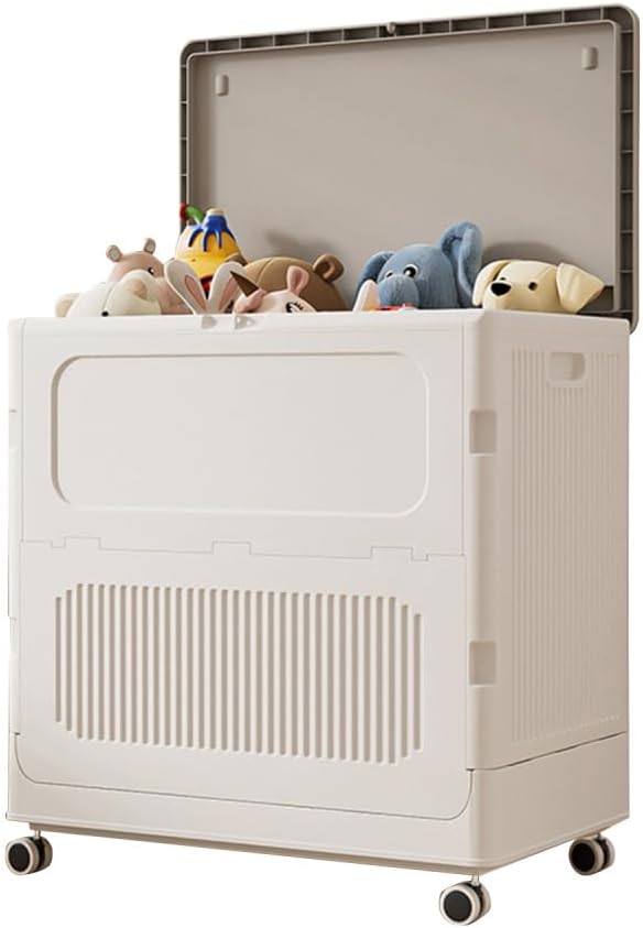 Large Plastic Storage Bins with Lid, 123L Collapsible Sturdy Storage Organizer Boxes Bins Baskets with Wheels, Home Storage Organizer for Bedroom Living