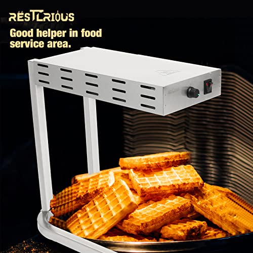 Restlrious French Fry Warmer Commercial Heat Lamp Food Warmer In 16” Height, 1 Pack Free Standing Electric Infrared Heating Dump Station, 500W Stainless Steel Food Warming Light With Stand #TOP6