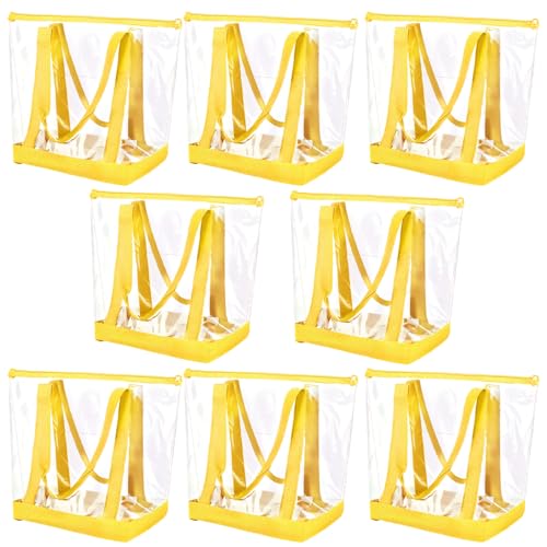 Reginary 8 Pcs Clear Tote Bags Shoulder Handbag Security Approved See Through Bag with Zipper Closure for Sport Event Travel