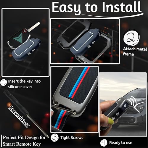 Image of Car Key Cover Compatible with Kia Seltos 2025 2024 | Sonet 2024 2025 | Carens | Flip 3 Button Remote
