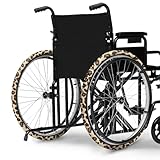 Vanideaoty Leopard Print Wheelchair Wheel Covers Neoprene Wheelchair Accessories Non-Slip Wear-Resistant Protective Cover Protect Floors Carpets