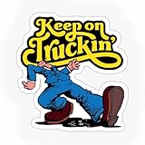 Keep On Truckin Blue Color Sticker | Vinyl | Decal for Car Bumper, Window, Laptop, Truck, Van, Water Bottle, Books Etc |Waterproof| 5'