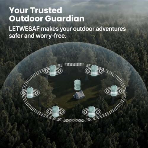 LETWESAF Wireless Radar Motion Detector Sensor – Add-On Accessory Only, No Receiver – 1/2 Mile Range, 50ft Detection Zone, Rechargeable, Weatherproof– Outdoor Security for Camping Home Driveway(Green)