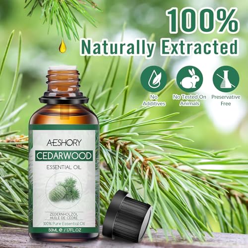 Aeshory 50ml Olejki Eteryczne Z Drzewa Cedrowego, 100% Czysty Olejek Eteryczny Z Drzewa Cedrowego Do Dyfuzorów, Aromaterapii, Lepszego Snu, Wzrostu Włosów, Pielęgnacji Skóry, Perfum Diy, Wyrobu Świec