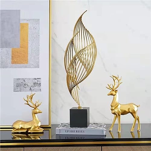 Statue de cerf doré européen pour décoration de bureau chic - 3