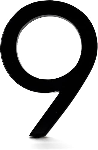 Miniatura 2 de Montague Metal Products, MHN-10-F-BK1-9, Números flotantes modernos de aluminio cepillado sólido, 10 pulgadas, negro con recubrimiento en polvo