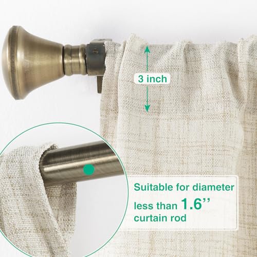 Home Queen Tie Up Curtain Valance Window Topper for Living Room, Adjustable Balloon Rod Pocket Drape Valence, Set of 1, 54 X 18 Inch, Linen - Thumbnail 3