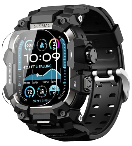ULTIMAL Rugged Case with Band for Apple Watch Ultra 4/3/2/1, 49mm Black