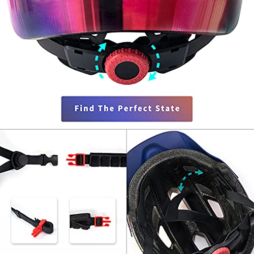 Onbros Kids Bike Helmet - Bike Helmet For 5-14 Boys Or Girls With Visor, Children Bicycle Helmet For Skateboard Mountain Scooter Road Cycling, Lightweight And Adjustable 50-57Cm (Rainbow1) #TOP3