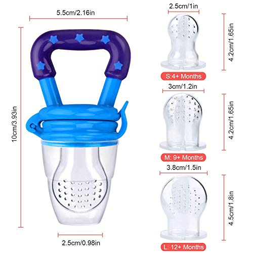 Baby Food Feeder 3 Pack Fresh Fruit Silicone Pacifier Teething Toy Reusable Aching Gums Pacifier Blue by Mluchee - Thumbnail 3