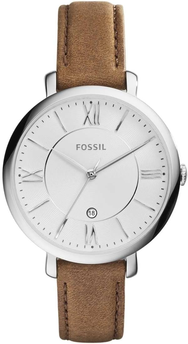Fossil Jacqueline Orologio per donna, movimento al quarzo con cinturino in acciaio inossiperbile e pelle Abbronzatura E Tonalità Argento - Immagine 2