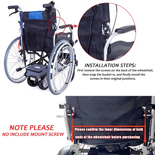 Elderly Scooter Folding Rear Basket With Hitch Receiver - Universal Electric Wheelchair Shopping Accessories, 15.7" X 10" X 8.6" #TOP2