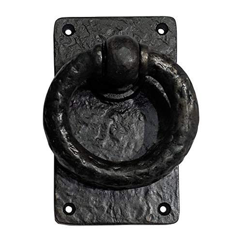 Adonai Hardware "Adonikam" Antique Heavy Duty Cast Iron Front Entry Sturdy Ring Medieval Door Knockers (1 Pack, Beeswax Living) for Vintage Wooden Barn Shed Doors, Gates, Fences, Farmhouse