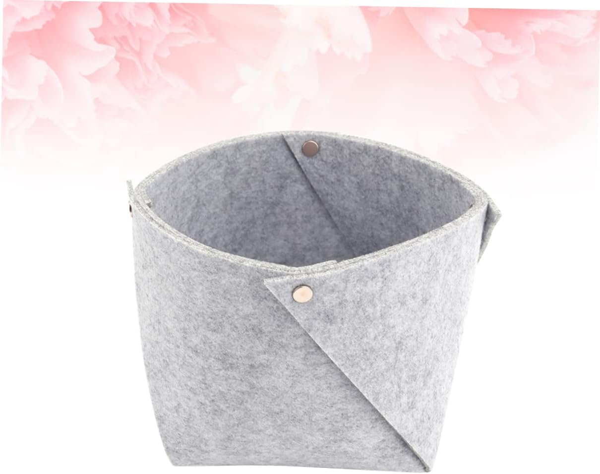 Ciieeo Grey Felt Desktop Storage Basket for Bedside Organization Multipurpose Felt Organizer for Phone Magazines and Household Items Space Saving Storage Bin for Home Bedroom and Office
