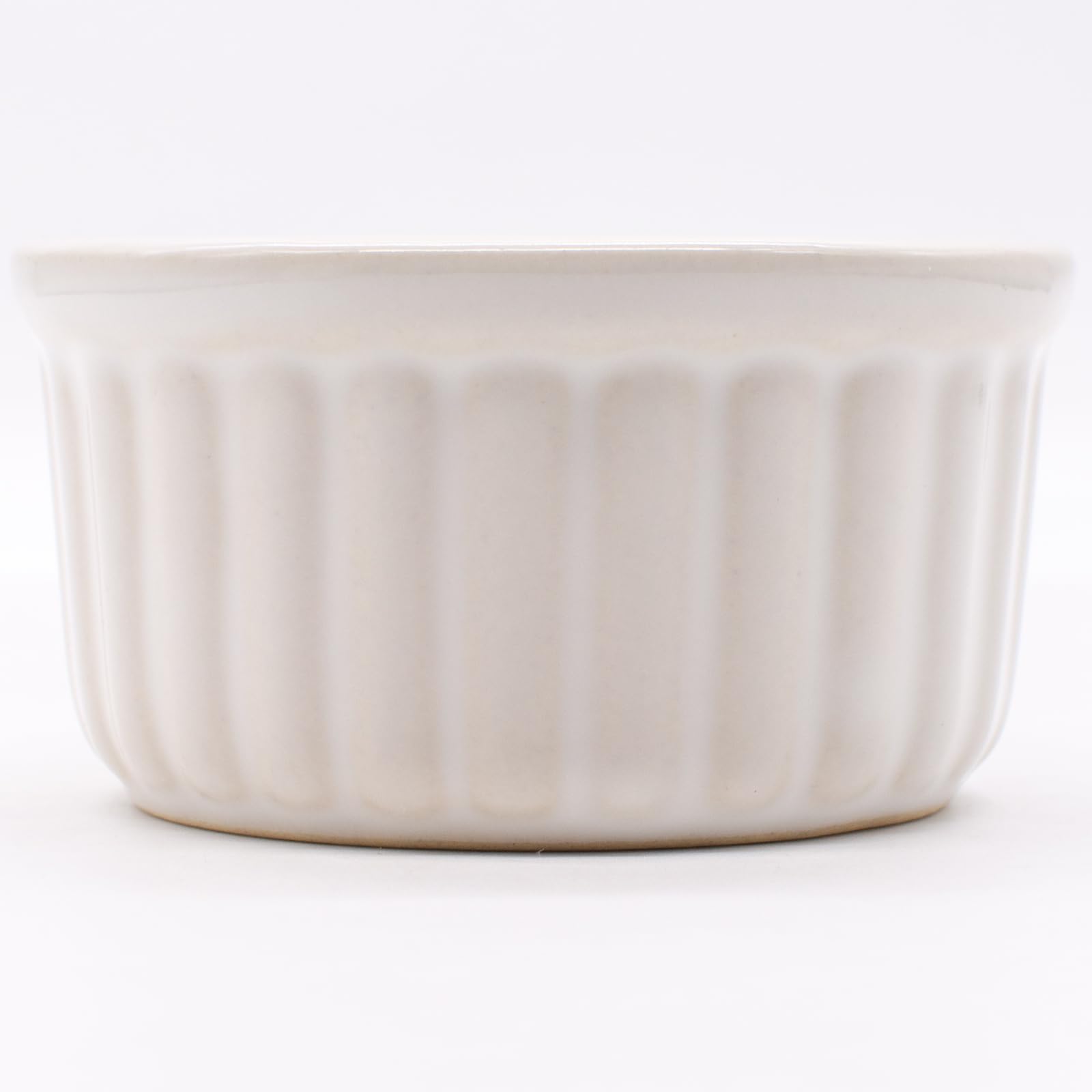 Santo 06578 Banko Ware Oven-Safe Souffle Cocotte Plate, White Vertical Bar Diameter Approx. 3.5 inches (9 cm), Microwave Safe