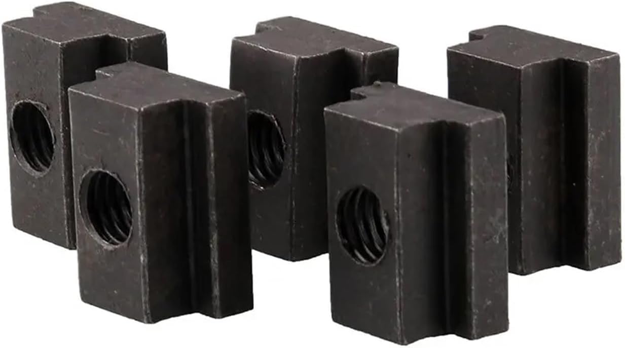 Black Tapped Through T-Slot Nut, M12 Grade 10.9 Carbon Steel Table Slot (Pack of 5)