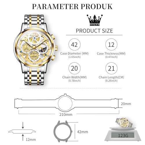 Image of OLEVS Watch Men Stainless Steel Watches Luxury Chronograph Men Wrist Watch | Multifunction,Diamond, Date, Business, Classic,Dress Watch for Men, Gift for Men, reloj de Hombre