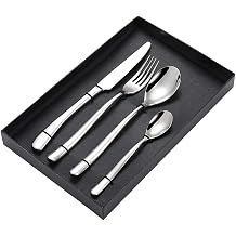 Kitchen Utensils Set,Simply Modern,4Piece Cutlery Set Stainless Steel Flatware Gift Sets Steak Knife and Fork with Knife Spoon Fork Mirror Polish Home/Travel/School/Gift
