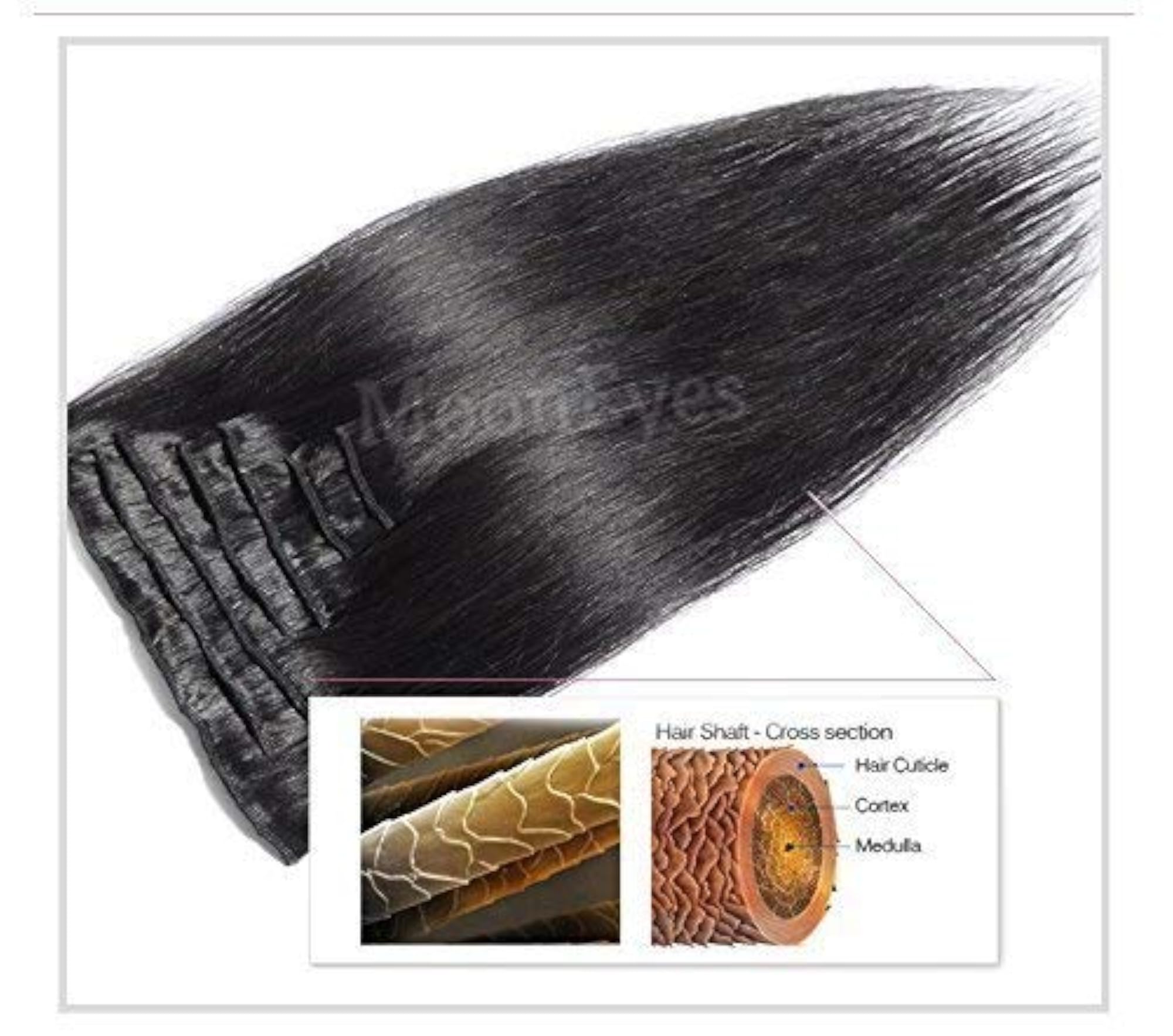 Women's Natural Black Straight Hair Extensions, 24 Inch