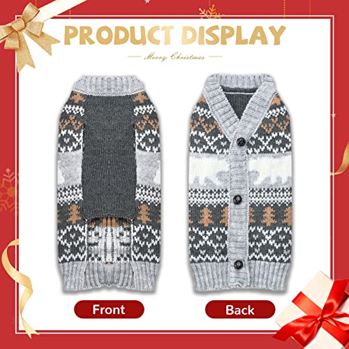 Hrttsy Dog Christmas Sweater Cute Polar Bear Xmas Dog Sweater Vest Outfits Warm Fall Winter Puppy Jumper Knitwear Coat Costume Holiday Festive Sweaters Pet Clothes For Small Medium Dogs Cats(Gray,M) #TOP4