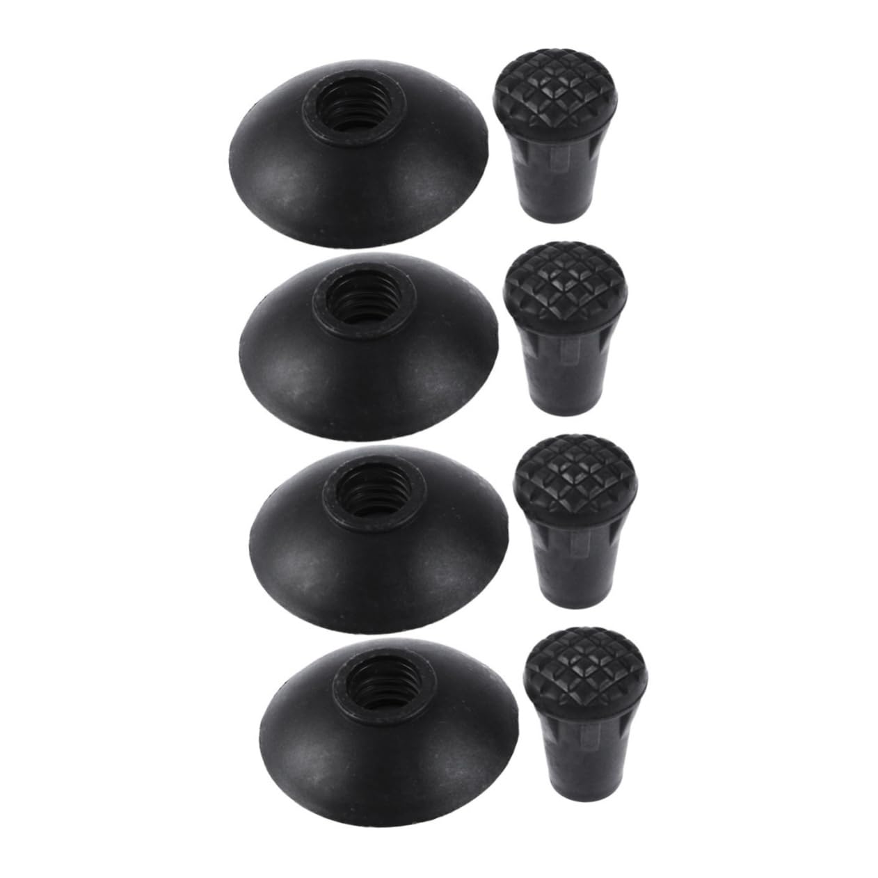 Sosoport 4Pairs Durable Rubber Tips Set for Trekking Poles Heavy Duty Replacement Feet End Cover Tips for Hiking Poles and Walking Sticks Crutch Tips for Hiking Walking Crutch