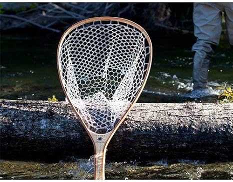 Wooden Trout Net with Clear Rubber Basket, 40 Inch Landing Net for Fly Fishing, Fish Safe Rubber Mesh Netting, Long Handle for Stream River Pond, Fly Fishing Gear by Creative Angler