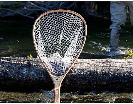 Wooden Trout Net with Clear Rubber Basket, 40 Inch Landing Net for Fly Fishing, Fish Safe Rubber Mesh Netting, Long Handle for Stream River Pond, Fly Fishing Gear by Creative Angler