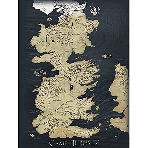 Artze Wall Art Game Of Thrones Map Canvas Print, Multi-Colour, 60 x 80 cm for Living Room