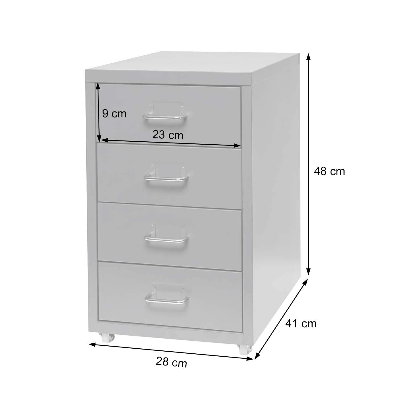 Mendler Cassettiera classificatore ufficio mobile Boston T851 con ruote 4 cassetti 48x28x41cm - antracite