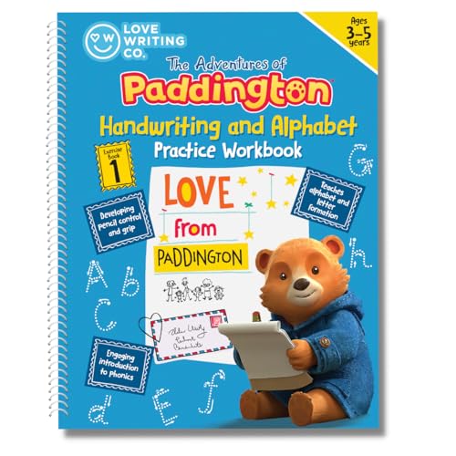 Love Writing Co. PADDINGTON™ - Libro di attività per imparare a scrivere l'alfabeto e la scrittura a mano, età 3-5 anni, controllo della matita, pratica dell'alfabeto, fonica [rilegato ad anelli] 56