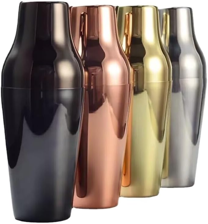 650ml Professional Stainless Steel Boston Cocktail Shaker Set, 3pcs Bar Tool With Built-in Strainer For Bartending(Copper 650ml)