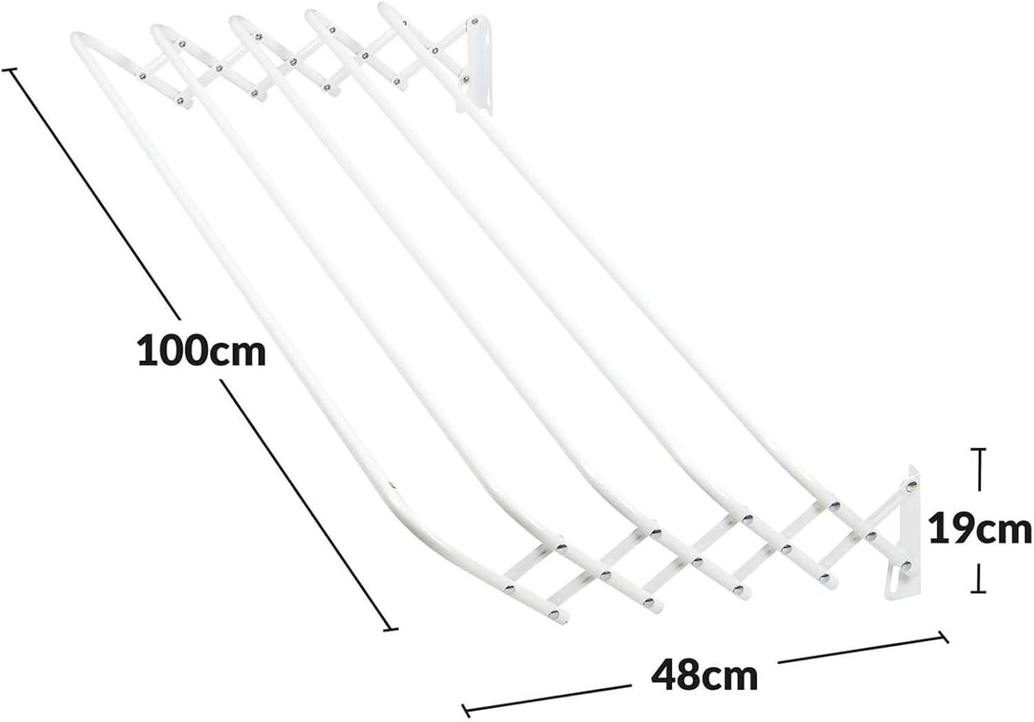 Indoor Outdoor Folding Wall Mounted Extendable Clothes Drying Rack Space-Saver, 5 Bar Great Organization for Laundry Room, Mudroom, Bedroom, Pool Area