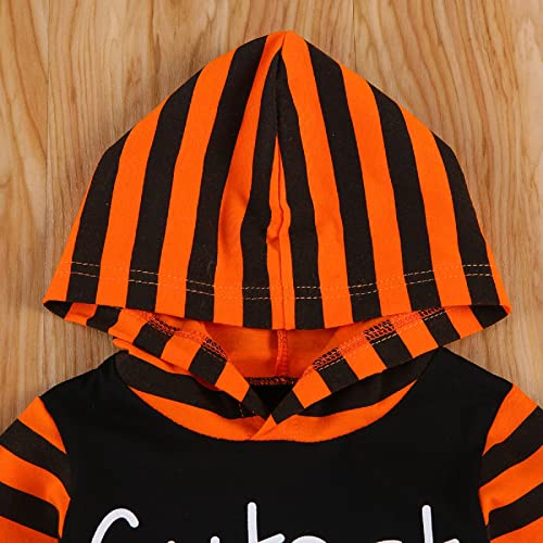 Newborn Baby Girls Halloween Clothes Cute Ruffle Rompers Long Sleeve Jumpsuit Bodysuit Baby Halloween Outfits 0-24M (Black Hooded, 3-6 Months) #TOP3
