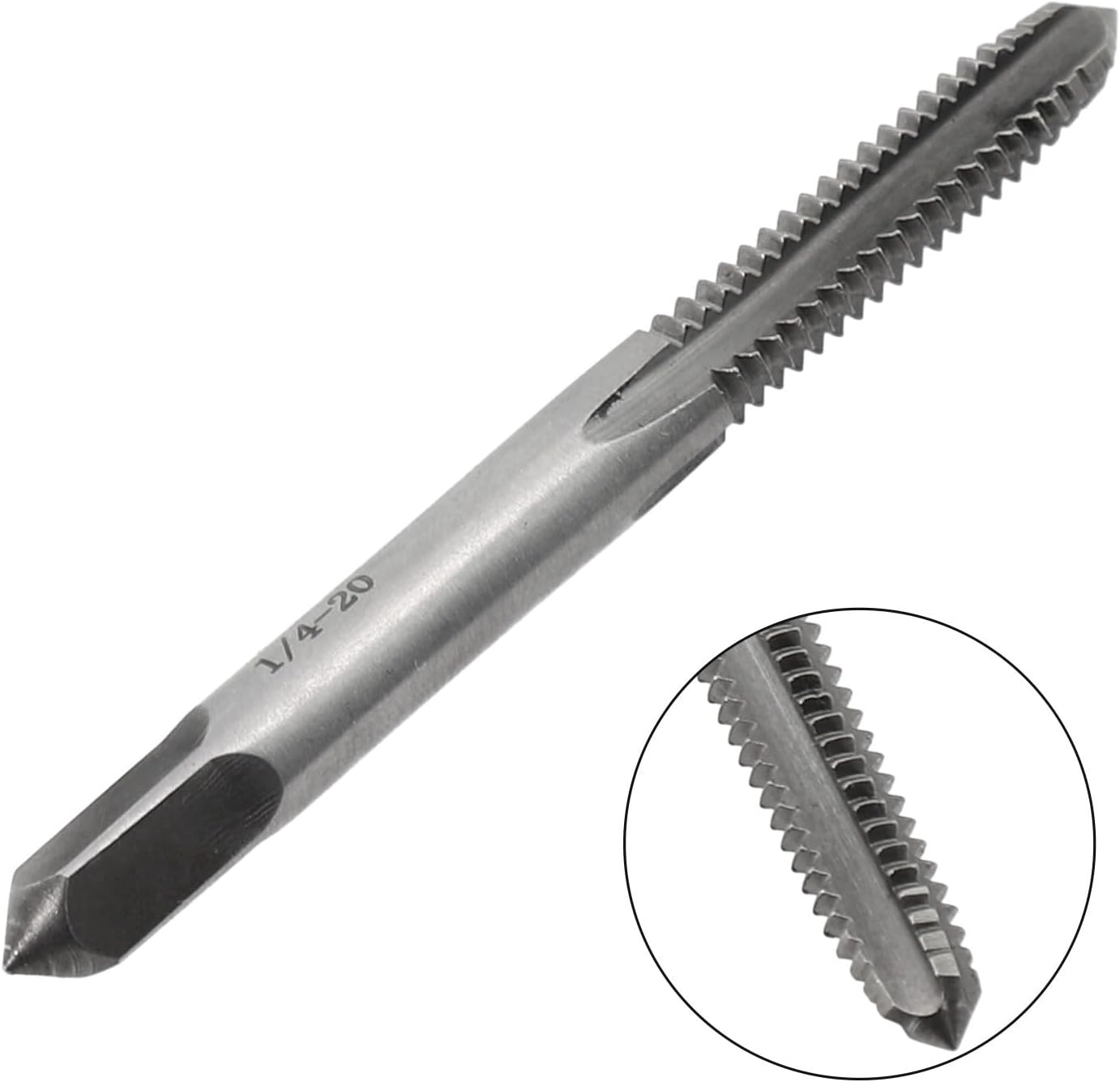 For HSS Spiral Point Tap /4-20 UNC- Right Hand Screw Tap 70mm for Blind Hole Thread Cutting in Steel Metal with Spiral Flute Chip Evacuation