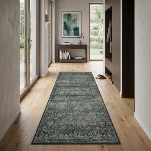 Carpetsale24 Waschbarer Teppich Beige Vintage Kurzflor Wohnteppich für Wohnzimmer Esszimmer Schlafzimmer Orientalisches Design Pflegeleicht Waschmaschinengeeignet