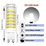 ZHENMING G9 Dimmable LED Bulb 9W 50W- 80W Halogen Bulbs Equivalent Cool White 6000K 220V-240V, 6-Pack - Image 2
